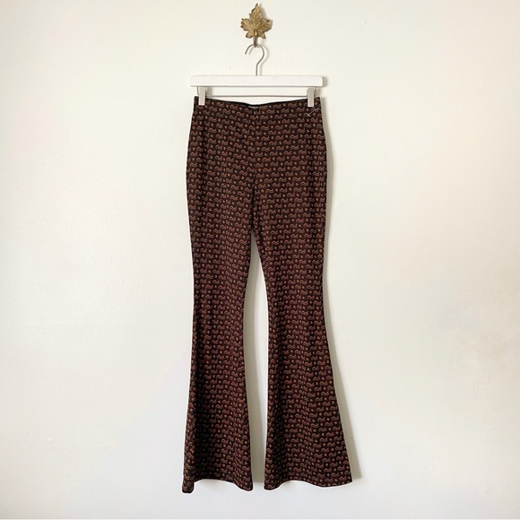 Anthropologie Sabine pull on flare pants size XS brown print NWOT - Picture 3 of 6